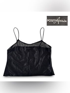 Vintage Positive Attitude Black Sheer Mesh Camisole